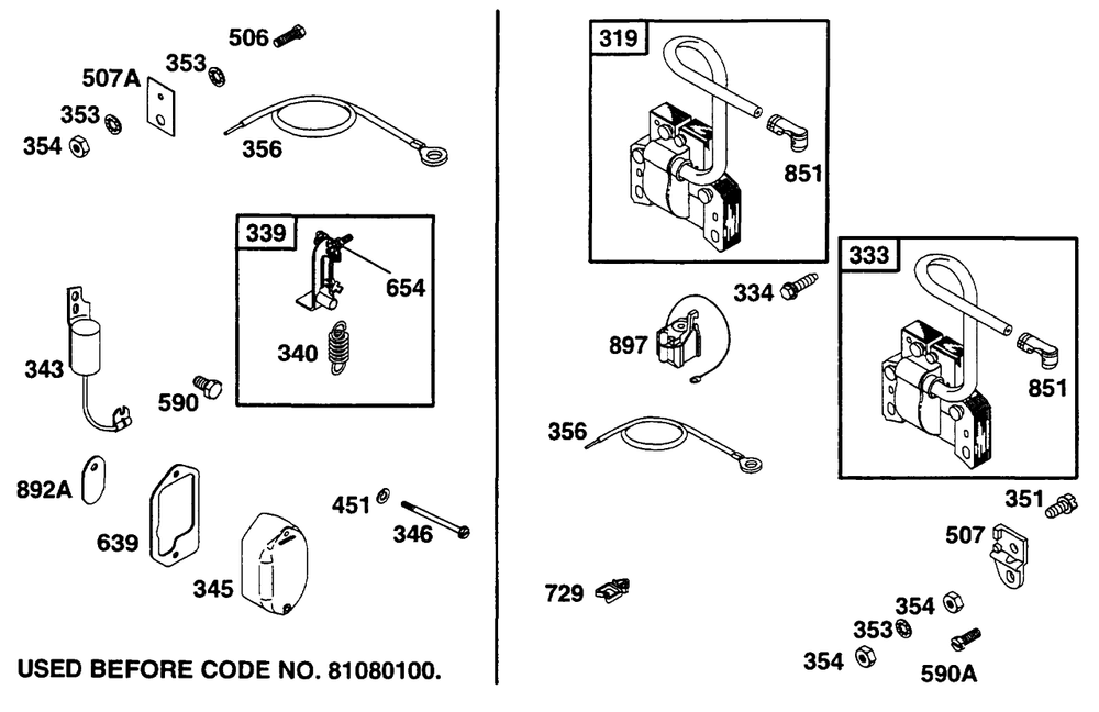 Elect Diagram and Parts List for 233452-0636-XX  Briggs and Stratton Engine